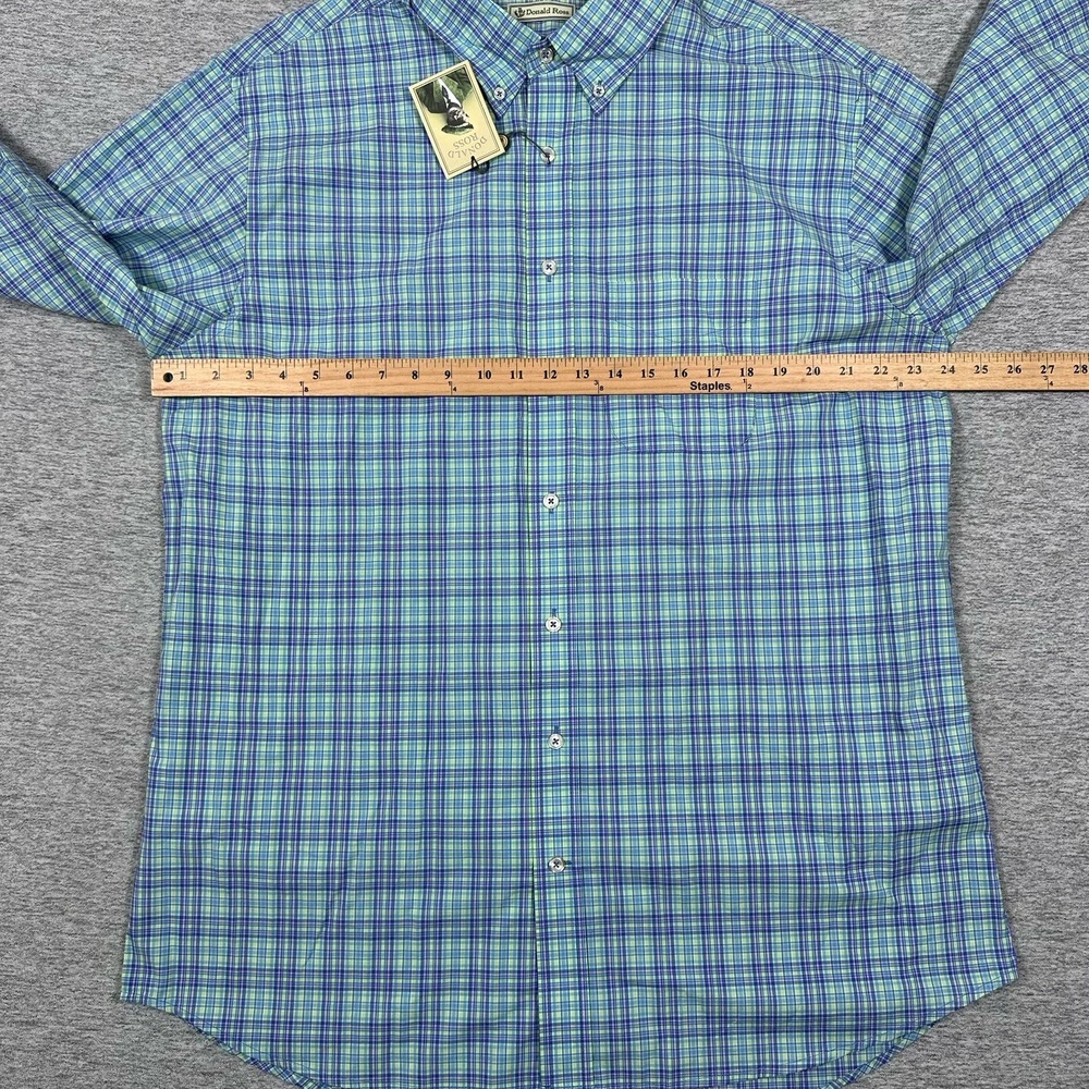 Donald Ross Shirt Mens Large Mint Plaid Long Sleeve Button Down City Preppy NEW - Picture 4 of 10